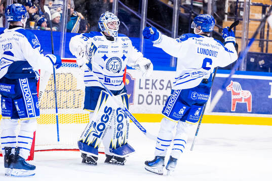 Leksands målvakt Jakob Hellsten och Alexander Lundqvist