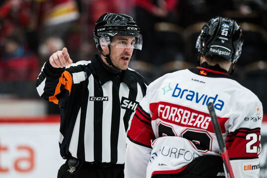 Domare Kristoffer Folkstrand i diskussion med Malmö