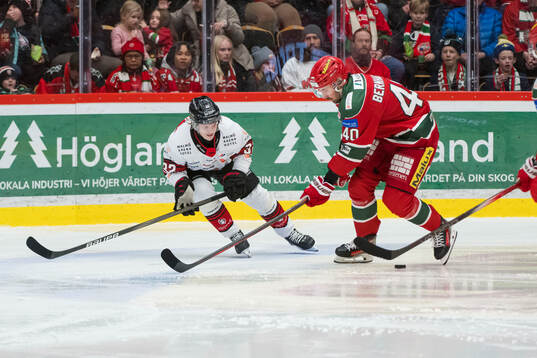 Malmö Redhawks Joona Ikonen och Modos David Bernhardt