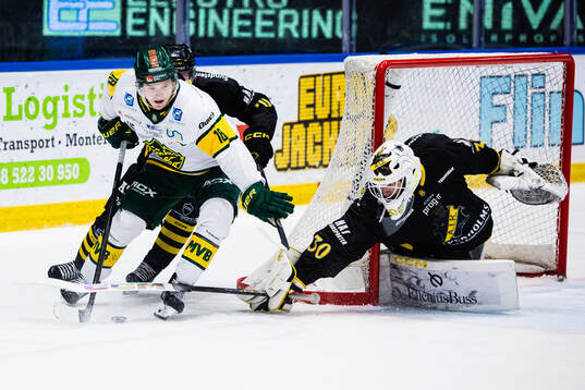 Björklövens Axel Ottosson och AIKs målvakt Victor
