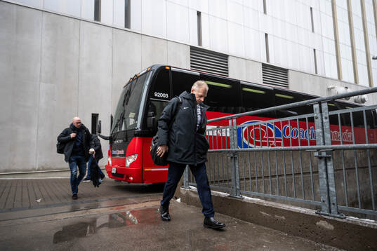 Head coach Magnus Hävelid of Sweden arrive to the arena