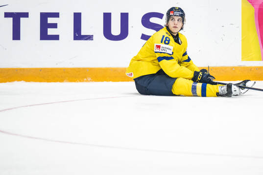 Victor Eklund of Sweden looks dejected