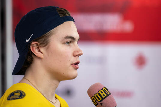 Axel Sandin-Pellikka of Sweden is interviewed