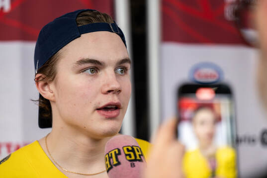 Axel Sandin-Pellikka of Sweden is interviewed