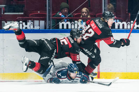 Malmö Redhawks Carl Persson och Robin Salo och Linköpings
