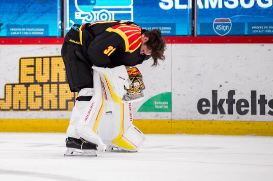Brynäs målvakt Erik Källgren deppar