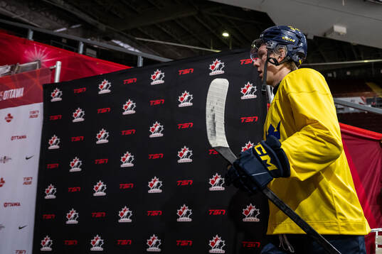 Otto Stenberg of Sweden leaves a practice session