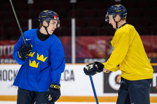 Linus Eriksson and Viggo Gustafsson of Sweden at a practice