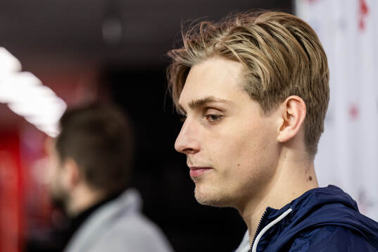 Noel Nordh of Sweden is interviewed at a practice session