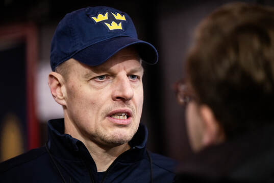 Head coach Magnus Hävelid of Sweden is interviewed at a