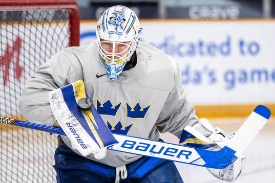 Goaltender Marcus Gidlöf of Sweden