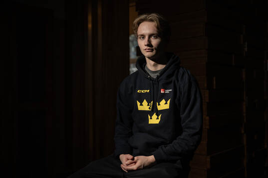 Goaltender Melvin Strahl of the Swedish under-20 national