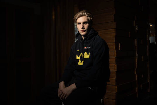 Noel Nordh of the Swedish under-20 national ice hockey team