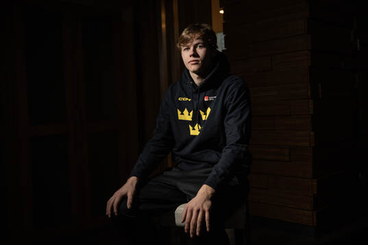 Axel Hurtig of the Swedish under-20 national ice hockey