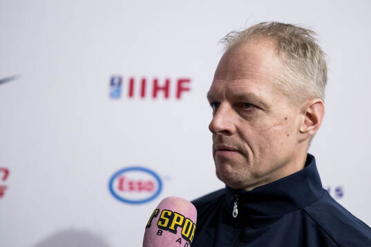 Head coach Magnus Hävelid of Sweden is interviewed at a