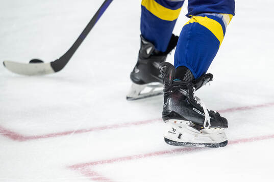 The skates of Isac Hedqvist of Sweden
