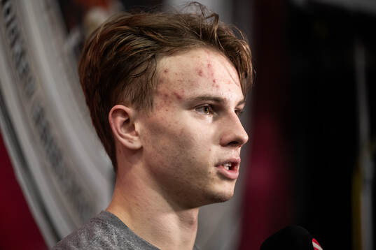 Felix Nilsson of Sweden is interviewed