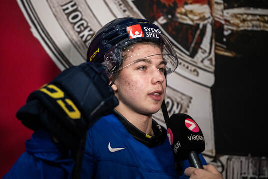 Isac Hedqvist of Sweden is interviewed
