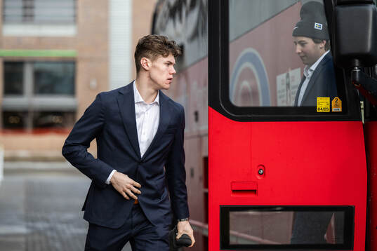Dennis Altörn of Sweden arrives to the arena