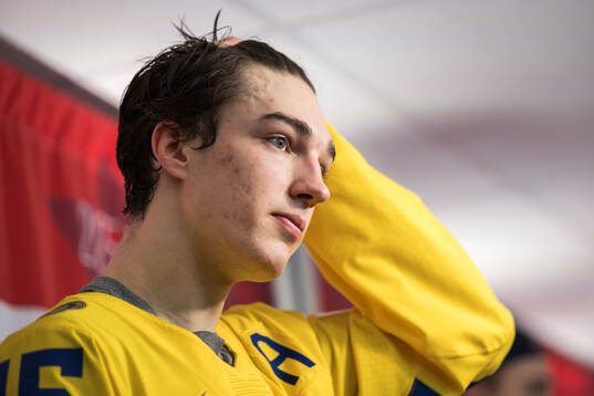 David Edstrom of Sweden in mixed zone