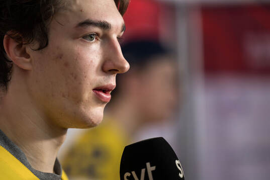 David Edstrom of Sweden in mixed zone