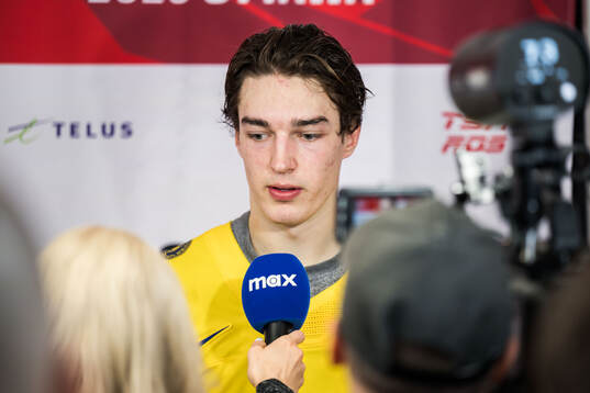 David Edstrom of Sweden in mixed zone