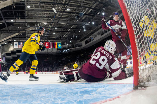 Victor Eklund of Sweden celebrates
