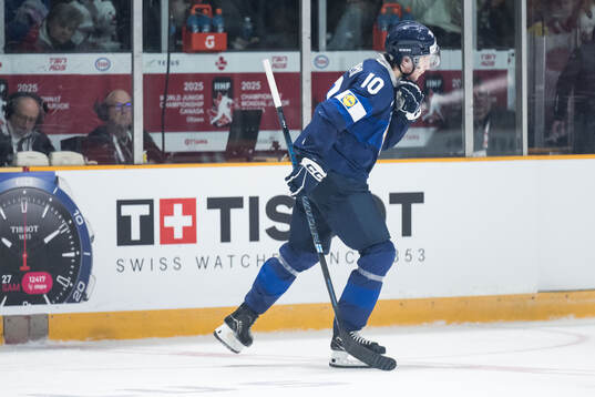 Emil Pieniemi of Finland leaves the ice