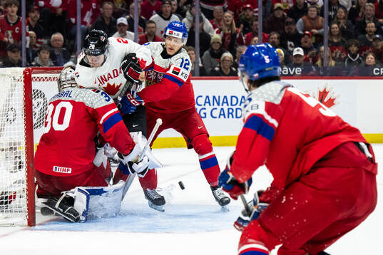 Goaltender Michael Hrabal and Eduard Sale of Czech Republic