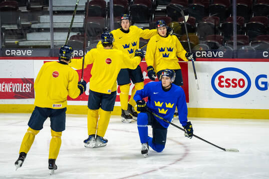 David Granberg and Zeb Forsfjäll of Sweden celebrate at a