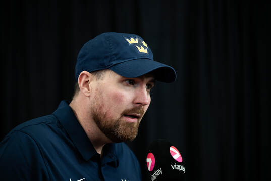 Assistant coach Gereon Dahlgren of Sweden is interviewed