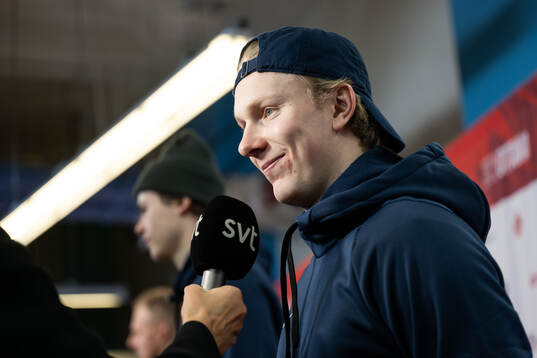 Otto Stenberg of Sweden is interviewed