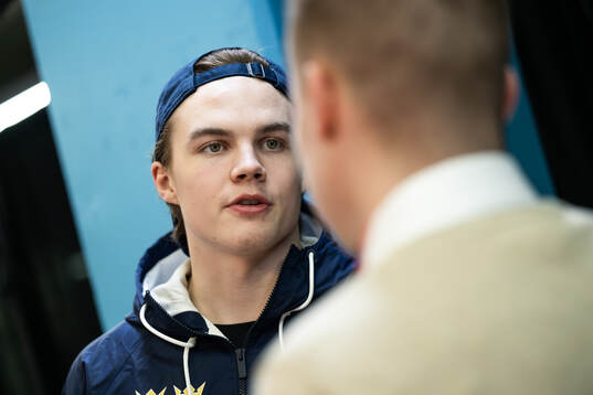 Axel Sandin-Pellikka of Sweden is interviewed