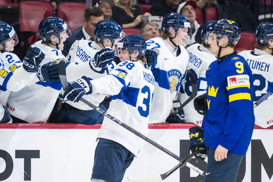 Jesse Kiiskinen of Finland celebrates