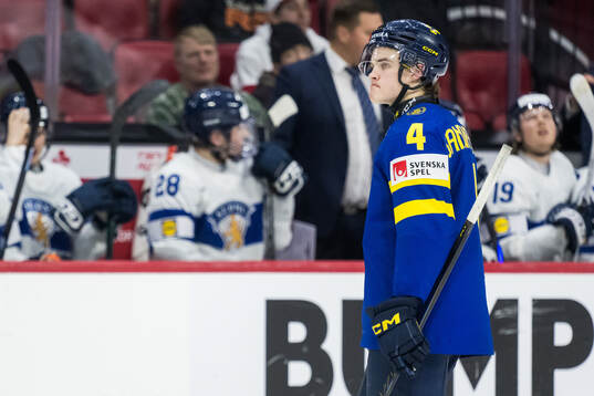 Axel Sandin-Pellikka of Sweden looks dejected