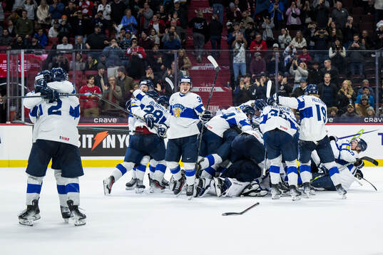Players of Finland celebrate