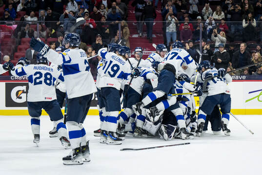 Players of Finland celebrate