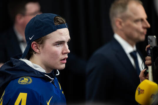 Axel Sandin-Pellikka of Sweden is interviewed in the