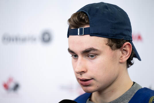 Felix Unger Sörum of Sweden is interviewed in the mixedzone