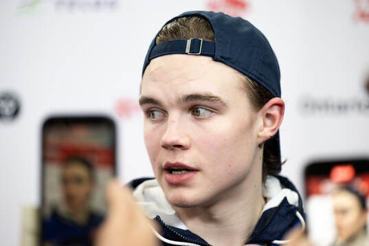 Axel Sandin-Pellikka of Sweden is interviewed in the