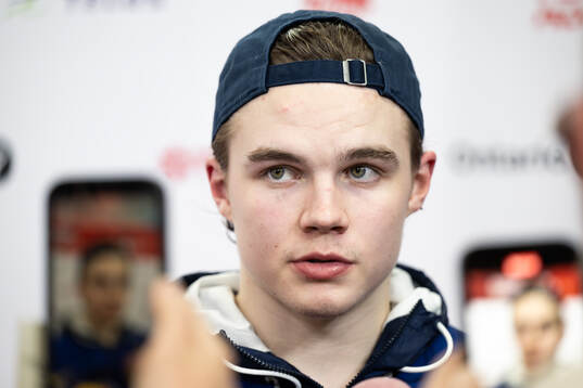 Axel Sandin-Pellikka of Sweden is interviewed in the