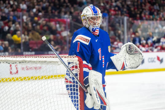 Goaltender Trey Augustine of USA