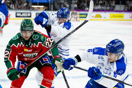 Frölundas Linus Nässén mot Leksands Martin Karlsson och