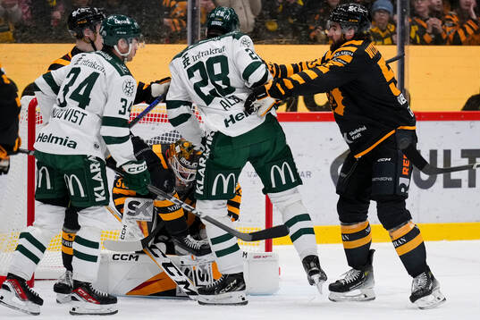 Färjestads Emil Alba och Skellefteås Luke Witkowski