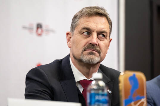 Petr Briza Senior vice-president of IIHF at a IIHF press