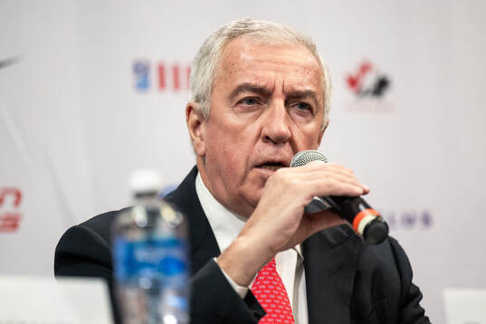 Luc Tardif President of IIHF at a IIHF press conference