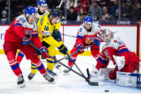 Vojtech Hradec, Adam Jiricek and goaltender Michael Hrabal