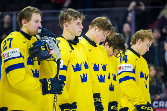 Rasmus Bergqvist of Sweden looks dejected