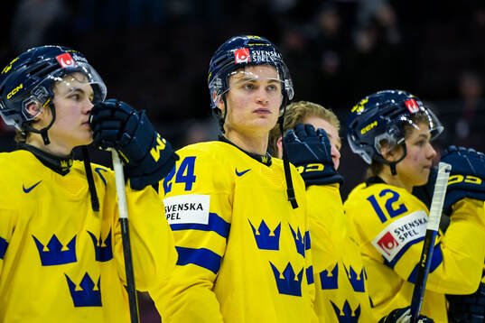 Tom Willander of Sweden looks dejected