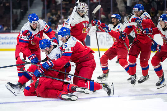 Eduard Sale, Jakub Stancl, Adam Jecho, goaltender Michael